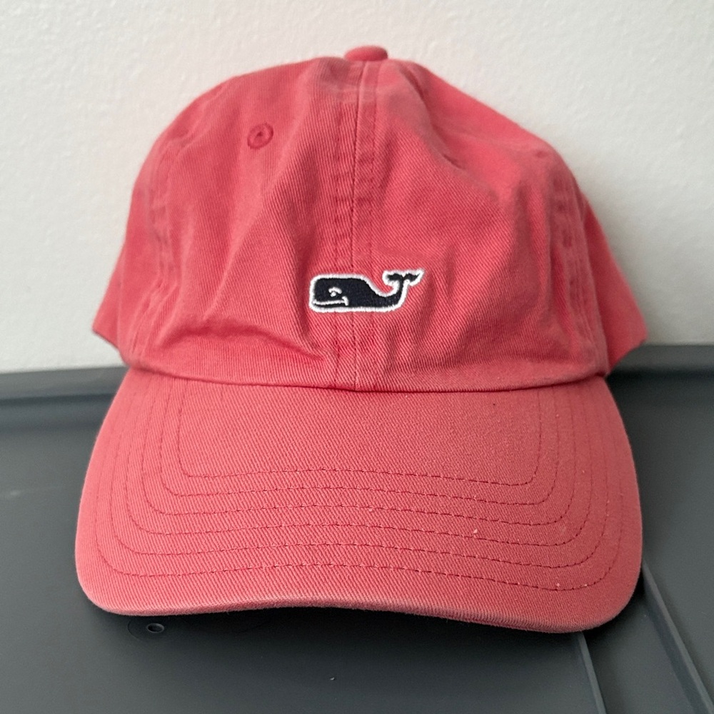 Vineyard Vines Classic Whale Logo Baseball Hat Salmon Pink Buckle Adjustment